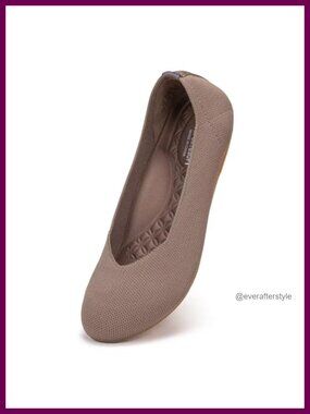Wide Width Knit Ballet Flats Round Toe Arch Support Slip On Women Shoes